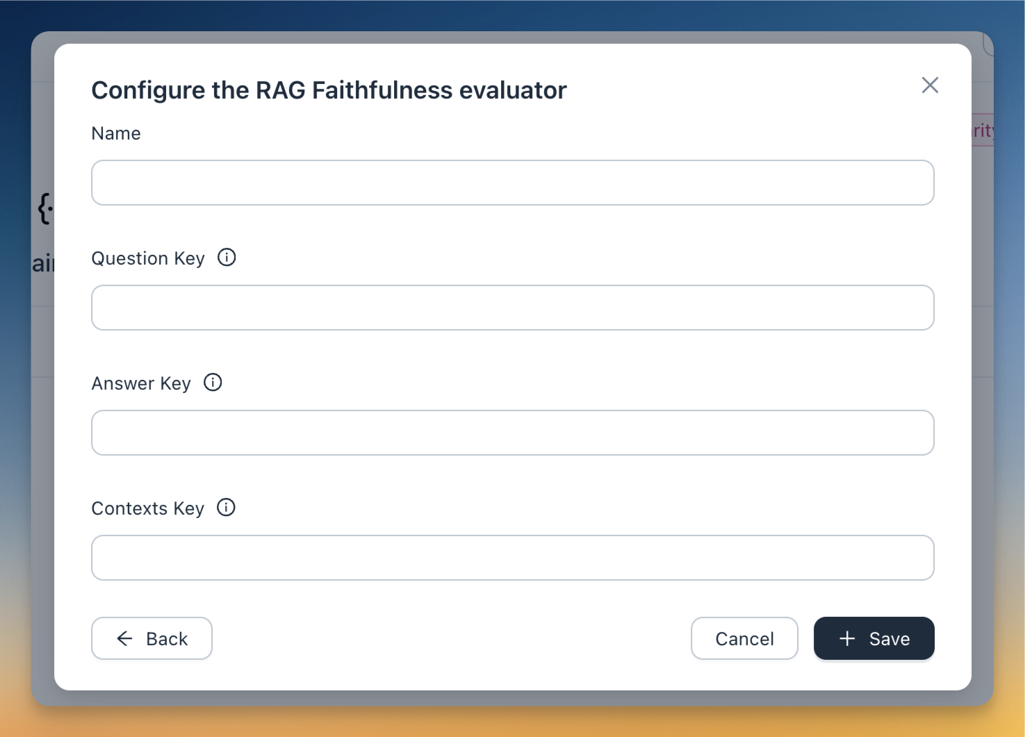 Button for exporting evaluation results